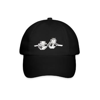 hand drawn frogs on a branch - Baseball Cap - black/black - Front