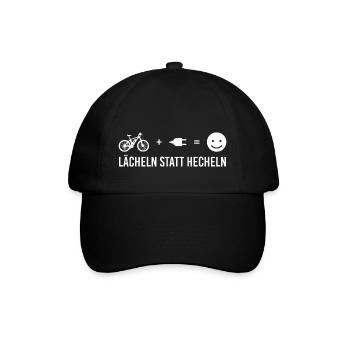 Lächeln Statt Hecheln Fahrrad E-bike Ebike Akku - Baseballkappe - Schwarz/Schwarz - Vorne