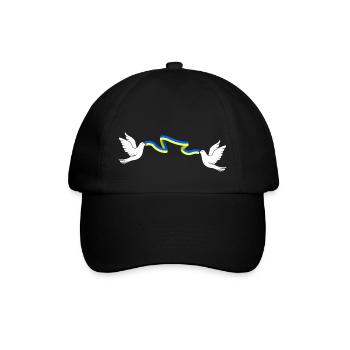 Dove Ribbon Ukraine Two Dove Biting Ukraine Flag - Baseballkappe - Schwarz/Schwarz - Vorne