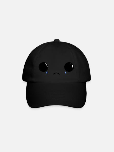 Cute sad face - Baseballkappe - Schwarz/Schwarz