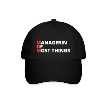 Mom - MANAGERIN OF MOST THINGS - Baseballkappe - Schwarz/Schwarz - Vorne