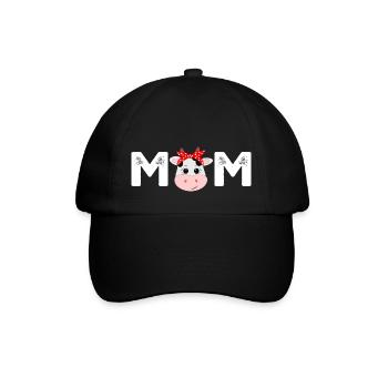 Mom Of The Birthday Mother Girl Cow Farm Cow Mommy - Baseball Cap - black/black - Front