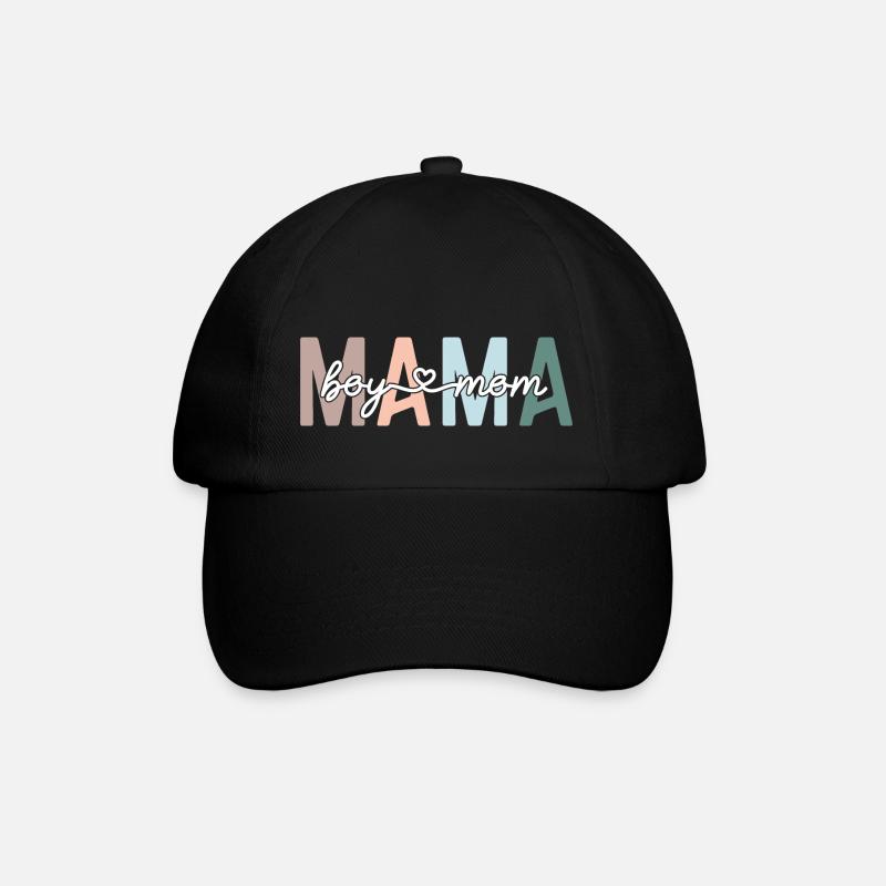 Mama Boy Mom Retro Muttertag - Baseballkappe - Schwarz/Schwarz