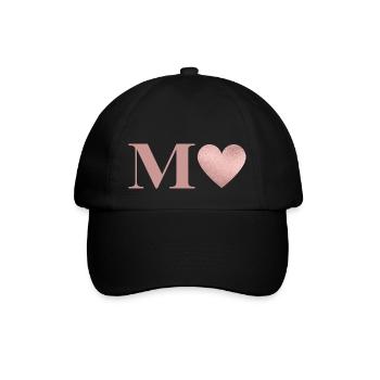 Letter M Heart Rose Gold - Baseball Cap - black/black - Front