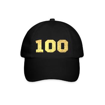 Number 100 Gold Glitter - 100th Anniversary - Baseball Cap - black/black - Front