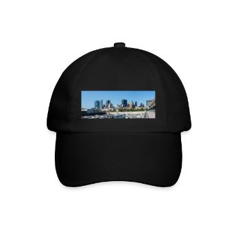 Panoramablick auf die Skyline von Montreal vom Hafen aus - Baseballkappe - Schwarz/Schwarz - Vorne