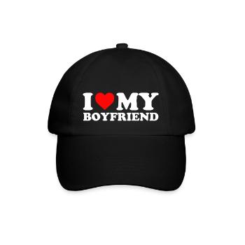 I LOVE MY BOYFRIEND Valentinstag Geschenk Liebe - Baseballkappe - Schwarz/Schwarz - Vorne