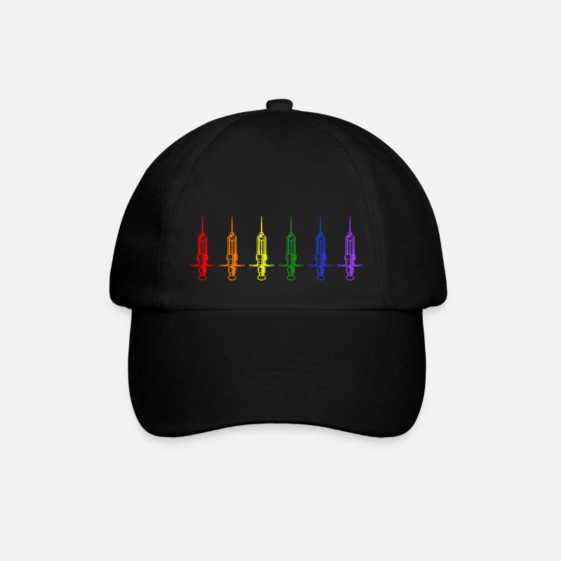 lgbt krankenschwester nursing spritze medizin bunt - Baseballkappe - Schwarz/Schwarz