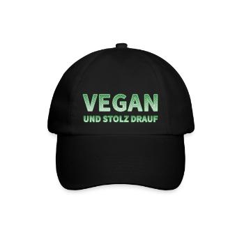 Vegan und stolz drauf-Druck - Baseballkappe - Schwarz/Schwarz - Vorne