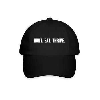 HUNT. EAT. THRIVE. Carnivore Ancestral Lifestyle - Baseball Cap - black/black - Front