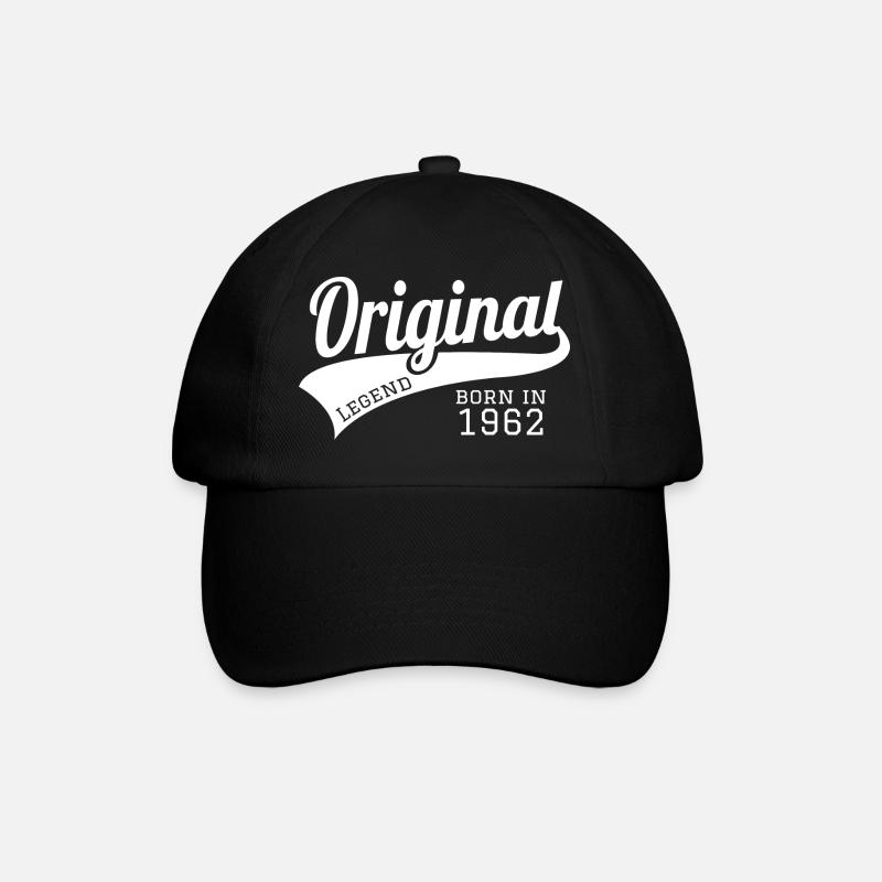 1962 62 present birthday bday year born - gift - Baseballkappe - Schwarz/Schwarz