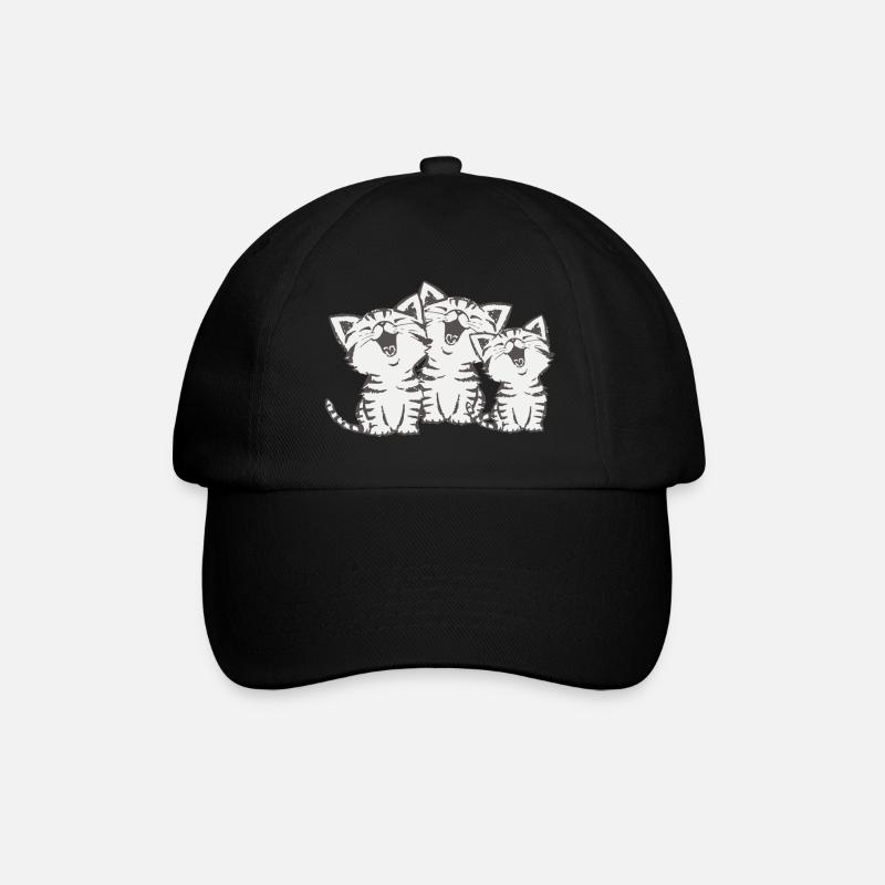Katzen Katzenchor singende Katzen Geschenk Miau - Baseballkappe - Schwarz/Schwarz