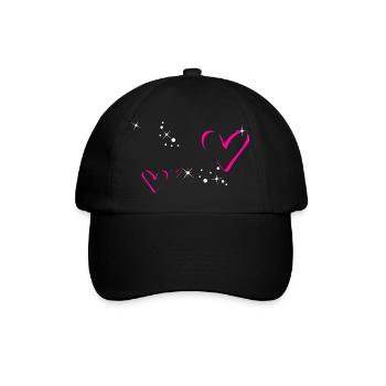 Glitzer Herzen Pink Personalisierbar - Baseballkappe - Schwarz/Schwarz - Vorne