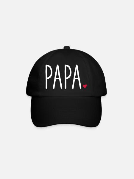 Papa Herz - Geschenk Vatertag Liebe Familie - Baseballkappe - Schwarz/Schwarz