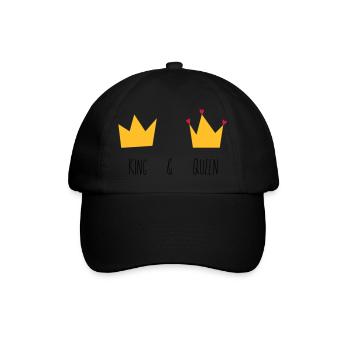 King and Queen Krone Herz Braut Bräutigam Mr Mrs & - Baseballkappe - Schwarz/Schwarz - Vorne