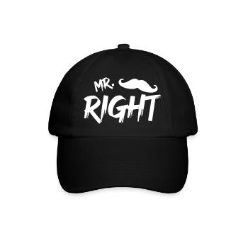 Mr Right mit Bart w - Baseballkappe - Schwarz/Schwarz - Vorne