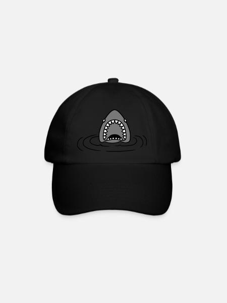 Auftauchender Haifisch Design - Baseballkappe - Schwarz/Schwarz