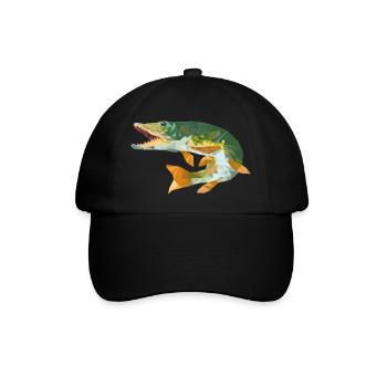 Pike fish pike fishing gift polygon - Baseball Cap - black/black - Front
