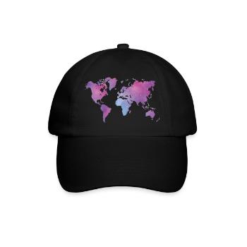 Watercolor World Map in Pastel Colors - Baseball Cap - black/black - Front