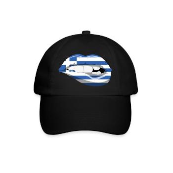 Griechenland Flagge Lippen Hellas Athen Kreta Kos - Baseballkappe - Schwarz/Schwarz - Vorne