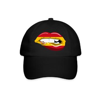 Spain Flag Lips Spanish Flag Mouth - Baseball Cap - black/black - Front