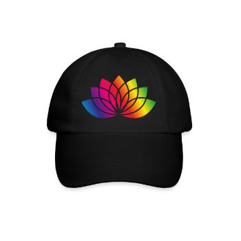 buntes stilisiertes Blüten Symbol - Baseballkappe - Schwarz/Schwarz - Vorne