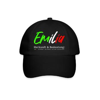 Emilia - Herkunft und Bedeutung - Baseballkappe - Schwarz/Schwarz - Vorne