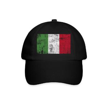 Flagge Italien Fahne Grunge Retro Vintage - Baseballkappe - Schwarz/Schwarz - Vorne