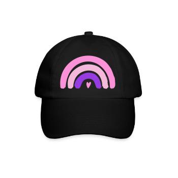 minimalistischer Regenbogen mit Herz - Baseballkappe - Schwarz/Schwarz - Vorne