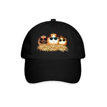 coole Meerschweinchen Gruppe mit Sonnenbrillen - Baseballkappe - Schwarz/Schwarz - Vorne