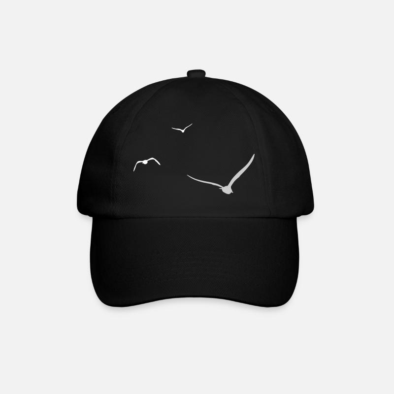 Drei Möwen | Möwe | Farben einstellbar - Baseballkappe - Schwarz/Schwarz