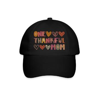 Thankful Mom Mama Herbst Blätter Dankbarkeit - Baseballkappe - Schwarz/Schwarz - Vorne