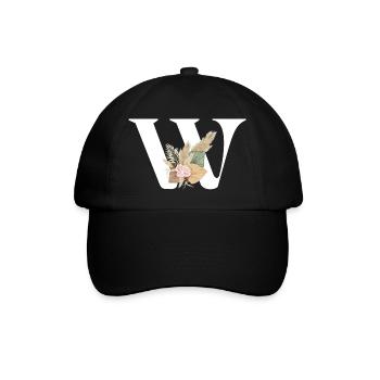 letter W flowers - Baseball Cap - black/black - Front