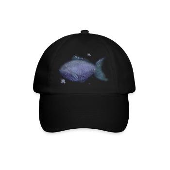 Azurblauer Korallenfisch in violetten Schuppen - Baseballkappe - Schwarz/Schwarz - Vorne