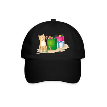 Weihnachtskatze - Baseballkappe - Schwarz/Schwarz - Vorne