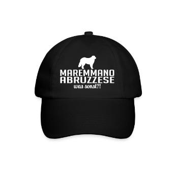 Maremmano Abruzzese was sonst Hundespruch - Baseballkappe - Schwarz/Schwarz - Vorne