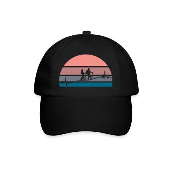 Coucher de soleil sur le battement de cœur de la randonnée - Casquette classique - noir/noir - Devant