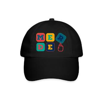 Merde! - Stinkefinger - Baseballkappe - Schwarz/Schwarz - Vorne