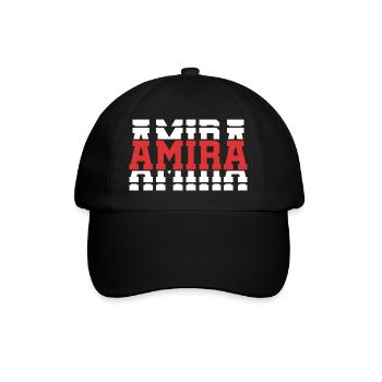 Amira T-Shirt T-Shirt Geschenkidee gestapelter Text - Baseballkappe - Schwarz/Schwarz - Vorne