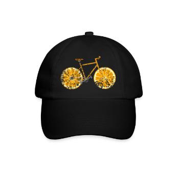 Fahrrad Obst Frucht Retro Vintage Grunge - Baseballkappe - Schwarz/Schwarz - Vorne