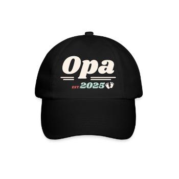 Opa Est 2025 Ich werde Großvater Retro Style - Baseballkappe - Schwarz/Schwarz - Vorne