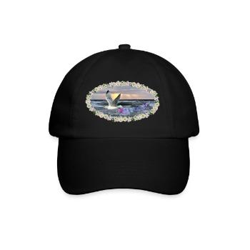 Mer fleurs art mouette coucher de soleil kitsch - Casquette classique - noir/noir - Devant