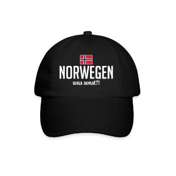 Norwegen was sonst Spruch Skandinavien Urlaub - Baseballkappe - Schwarz/Schwarz - Vorne