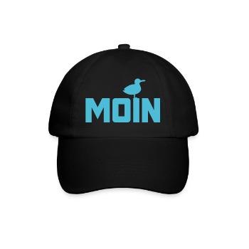 Moin Möwe Ahoi Nordsee Ostsee Küste Urlaub Strand - Baseballkappe - Schwarz/Schwarz - Vorne