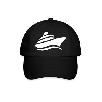 Minimalistische Kreuzfahrt Schiffsreise Silhouette - Baseballkappe - Schwarz/Schwarz - Vorne