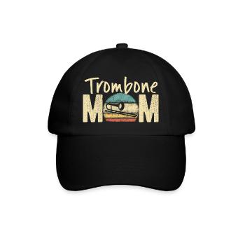 Trombone Mom Retro Vintage Marching Band Design - Baseball Cap - black/black - Front