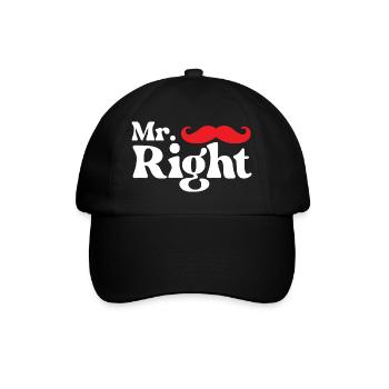 Mr. Right Lustiges Valentinstags-Paar, das zusammenpasst - Baseballkappe - Schwarz/Schwarz - Vorne