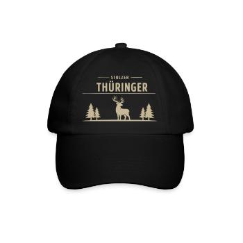 Proud Thuringian – Wald & Hirsch Design - Baseball Cap - black/black - Front