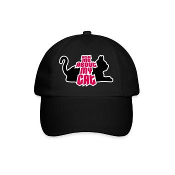 Ask Me About My Cat Katze Haustier Liebe Tierliebe - Baseballkappe - Schwarz/Schwarz - Vorne