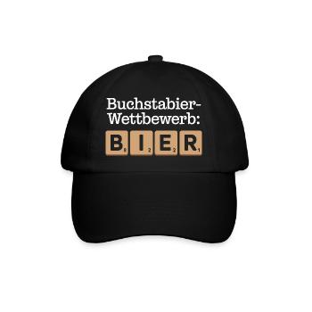 Bier Buchstabierwettbewerb Malle Party JGA Herren - Baseballkappe - Schwarz/Schwarz - Vorne